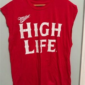 Miller High Life Red Sleeveless Tee Sz M
